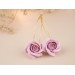 Wedding golden hoop earrings with blush pastel dusty pink rose flower Dangle bridal hoops Handmade jewelry 
