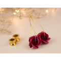 Burgundy deep red wine rose flower earrings for stretched earlobes Golden screw back tunnels Hoop hangers Christmas gift