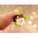 Christmas earrings for stretched ears Holly berry and beige rose gauges Xmas tunnels and plugs Handmade