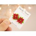 Christmas flower stud earrings Red green Xmas star jewelry Holiday party outfit Cute gift for girlfriend