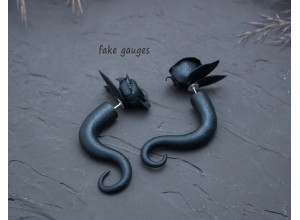 Black rose gauge earrings real/fake