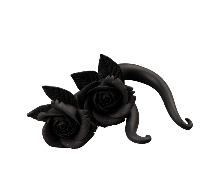 Gothic style black rose faux or real gauges Dark fashion jewelry for stretched ears Witch earrings Halloween