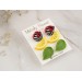 Bright stud earrings set of 3 with Red black white modern roses Green leaves Lemon slices Cute jewelry for teenager 