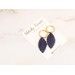 Custom color simple earrings Golden hoops Navy blue leaves Birthday gift idea Handcrafted jewelry