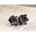 Cute miniature floral ear plugs for stretched earlobes Gray black roses gauges Bridesmaid wedding bridal tunnels
