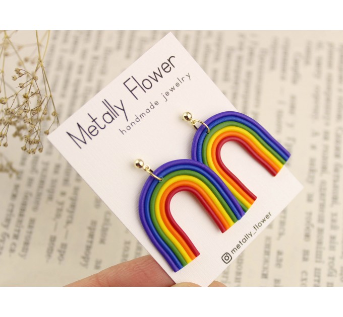 Rainbow earrings Pride jewelry LGBTQ+ gift idea Lesbian wedding Summer Queer Fashion Equality Handmade