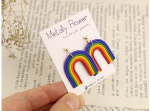 Rainbow stud earrings with 14K posts