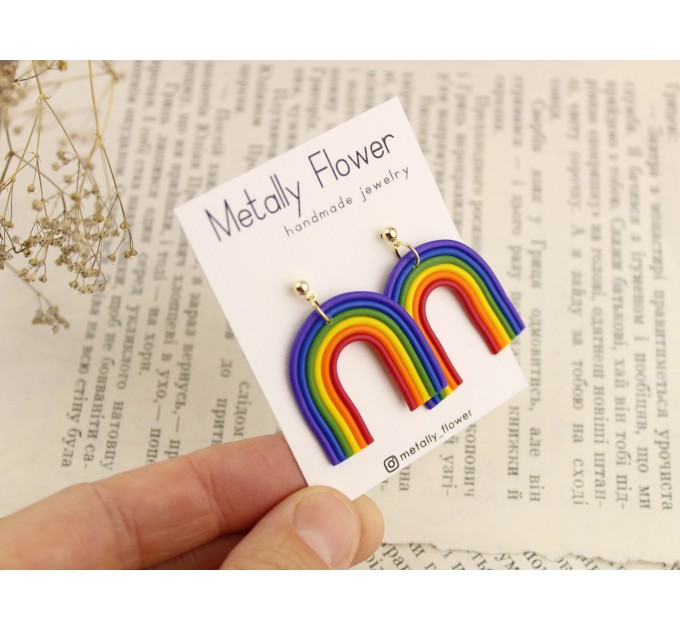 Rainbow earrings Pride jewelry LGBTQ+ gift idea Lesbian wedding Summer Queer Fashion Equality Handmade