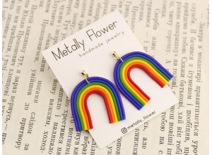 Rainbow stud earrings with 14K posts