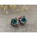 Teal wedding jewelry for stretched ears Custom colors Bridal ear plugs Bridesmaid tunnels Rose gauges Floral Handmade