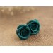 Teal earrings for stretched ears Rose flower gauges Floral tunnels Custom color scheme Wedding jewelry Handmade