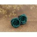 Teal earrings for stretched ears Rose flower gauges Floral tunnels Custom color scheme Wedding jewelry Handmade