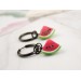 Cute hoop hangers for tunnels earrings with bright realistic watermelon slice Gauged earlobes jewelry Plugs Ear weights
