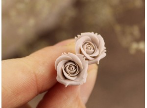 Beige rose flower ear plugs 3-20mm