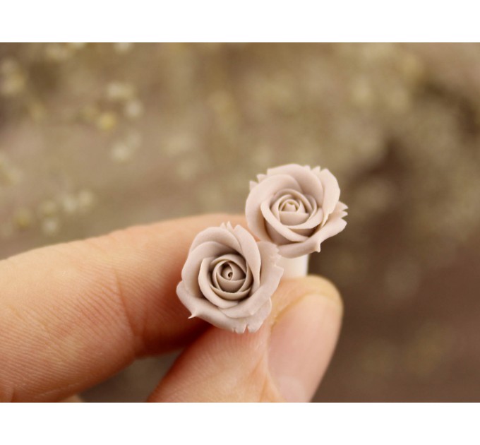 Wedding plug earrings for gauged earlobes Beige rose tunnels Custom colors Bridesmaid gift Handmade