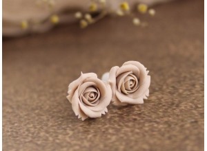 Beige rose flower ear plugs 3-20mm