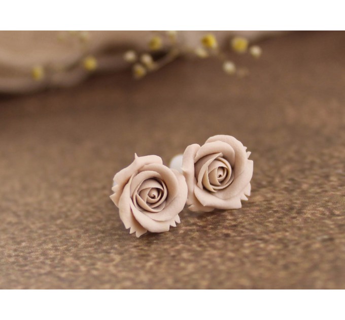 Wedding plug earrings for gauged earlobes Beige rose tunnels Custom colors Bridesmaid gift Handmade