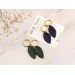 Dark navy blue leaf earrings for stretched ears Golden screw back gauges Elegant tunnel hoop hangers Unique gift idea Handmade