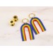 Ear hangers for stretched earlobes Golden tunnels with hoops Rainbow LGBTQ+ jewelry Gift idea Pride Diversiti Handmade