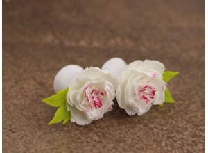 White peony plug earrings 3mm - 20mm