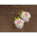 White peony flower ear plugs for stretched ears Bridal gauge earrings Floral jewelry for wedding Handmade