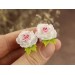 White peony flower ear plugs for stretched ears Bridal gauge earrings Floral jewelry for wedding Handmade